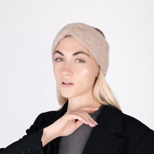 Bandeau Alpaga Beige Fait main & Chaud