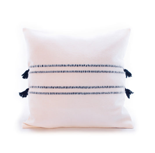 Coussin Boheme alpaga beige et noir