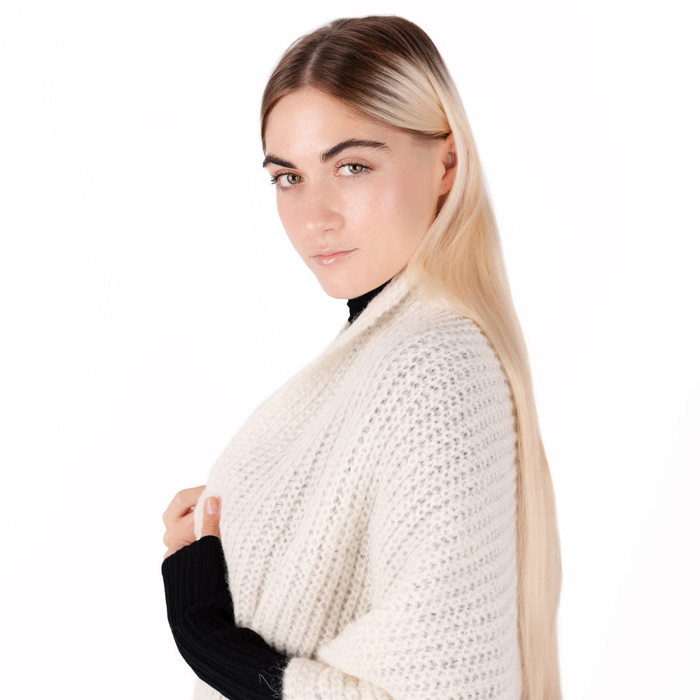 Echarpe Tricotée Alpaga Blanc - Echarpe Ayacucho