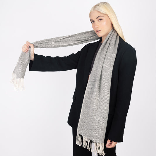 Echarpe Baby Alpaga Gris Chevrons - Echarpe Alpamayo