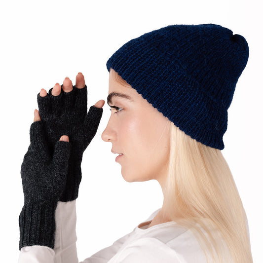 Bonnet en alpaga bleu marine péruvien- Andes Concept