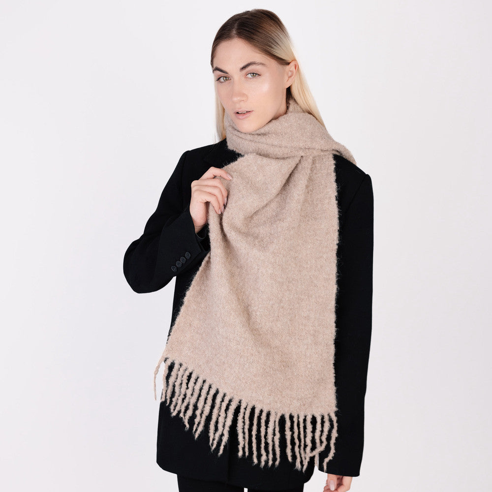 Echarpe en alpaga boucle beige cusco