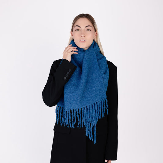 echarpe en alpaga boucle bleu cusco