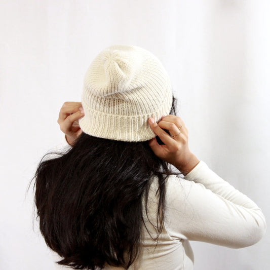 Bonnet en alpaga blanc péruvien - Andes Concept