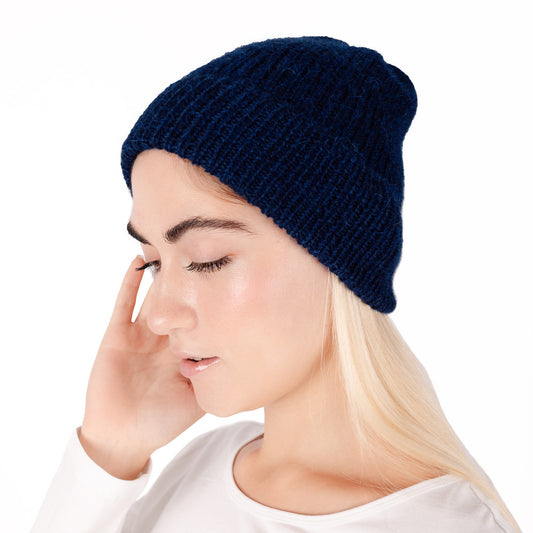 Bonnet en alpaga bleu marine péruvien- Andes Concept