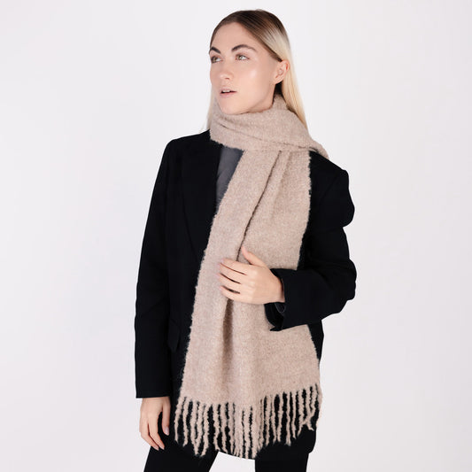 Echarpe en alpaga boucle beige cusco